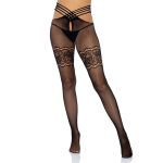 LEG AVENUE - FISHNET STOCKINGS WITH SLIT AND LACE THIGH HIGHS ONE SIZE - Image 2