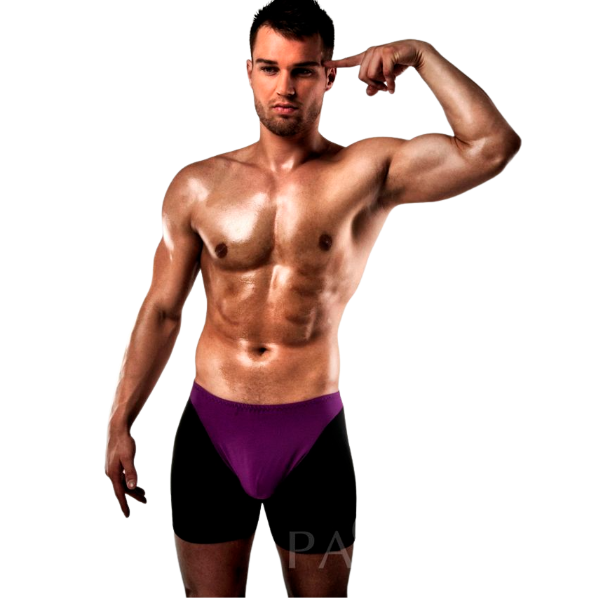 img_10857_b34cbcb1a84a6d8bdc8903a05c88914c_1 PASSION - BOXER 009 LILAC/BLACK EROTIC LINGERIE S/M - Image 1