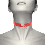 COQUETTE CHIC DESIRE - RED VEGAN LEATHER NECKLACE WOMAN FETISH ACCESSORY - Image 2