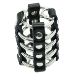 OHMAMA FETISH - PENIS CAGE WITH METAL RINGS AND LEATHER STRAPS