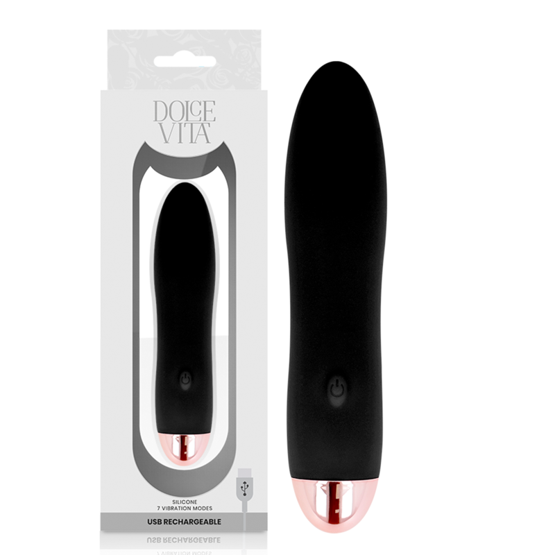 img_141848_7a72f0c6f2a74a1097f743a6c46246b3_1 DOLCE VITA - RECHARGEABLE VIBRATOR FOUR BLACK 7 SPEEDS - Image 1