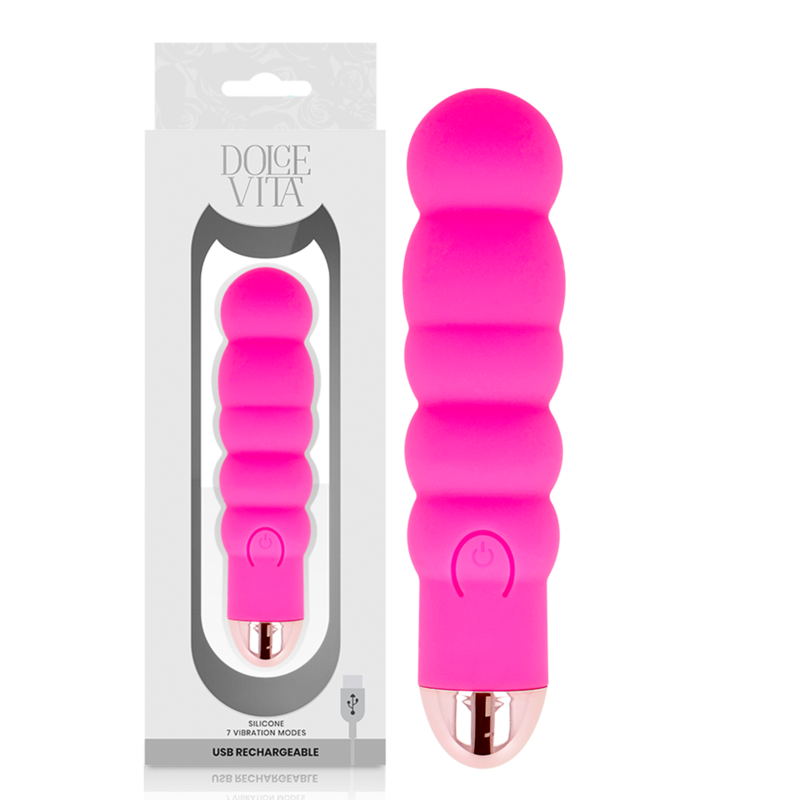 img_141855_a3fb084ca96016b68526b3eb6583e1b7_1 DOLCE VITA - RECHARGEABLE VIBRATOR SIX PINK 7 SPEEDS - Image 1