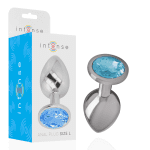 INTENSE - ALUMINUM METAL ANAL PLUG WITH BLUE CRYSTAL SIZE L