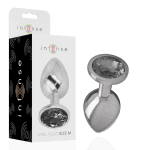 INTENSE - ALUMINUM METAL ANAL PLUG WITH BLACK GLASS SIZE M