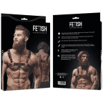 FETISH SUBMISSIVE ATTITUDE - MENS ECO-LEATHER CHEST HARNESS BLACK/RED - Image 2