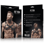 FETISH SUBMISSIVE ATTITUDE - ADJUSTABLE NEOPRENE CROSS-OVER CHEST BULLDOG HARNESS WITH ZIPPERS FOR MEN - Image 2