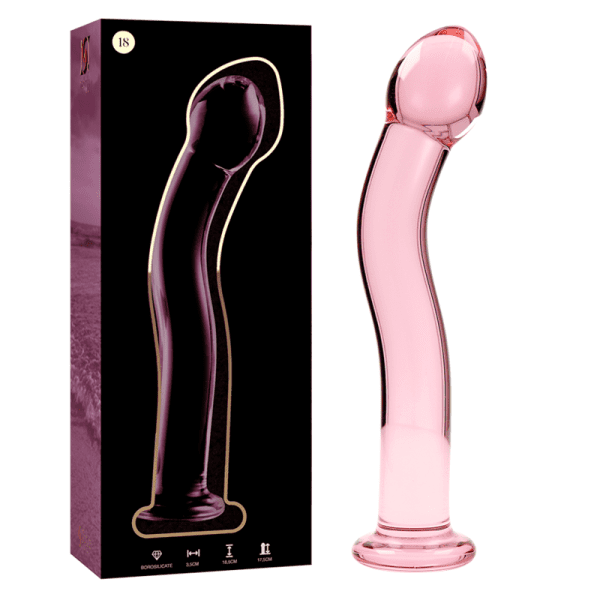 NEBULA SERIES BY IBIZA - MODEL 18 DILDO BOROSILICATE GLASS PINK 18.5 CM -O- 3.5 CM