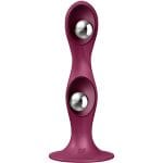 SATISFYER - DOUBLE BALL-R SILICONE DILDO GARNET - Image 2