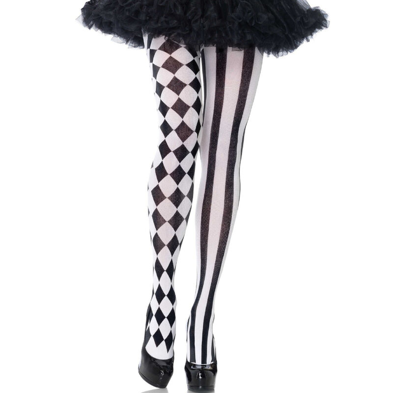 img_162153_6050a08a8a18ab557a6242c5cd959158_1 LEG AVENUE - BLACK/WHITE HARLEQUIN TIGHTS - Image 1