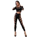 CHILIROSE - CR 4436 TOP & LEGGINS BLACK S/L - Image 2