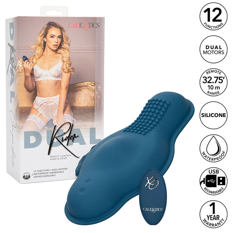 img_174197_2745d63dd3b628b2ffc25c582b081438_1 CALEXOTICS - RIDER MASSAGER DOUBLE MOTOR REMOTE CONTROL BLUE - Image 2
