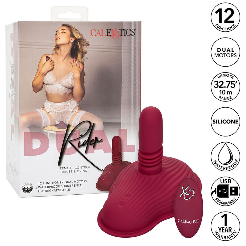 img_174212_7e1d19b31ad0bbf456edfd4913b33812_1 CALEXOTICS - RIDER MASSAGER DOUBLE MOTOR REMOTE CONTROL RED - Image 2