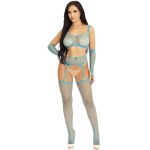 LEG AVENUE - CROP TOP STOCKINGS & GLOVES BLUE - Image 2