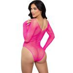 LEG AVENUE - CRYSTALIZED LONG SLEEVE BODYSUIT FUCHSIA - Image 2