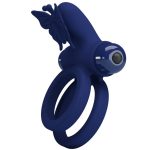 PRETTY LOVE - JAMELE DOUBLE RING WITH VIBRATION & BUTTERFLY STIMULATOR BLUE - Image 2