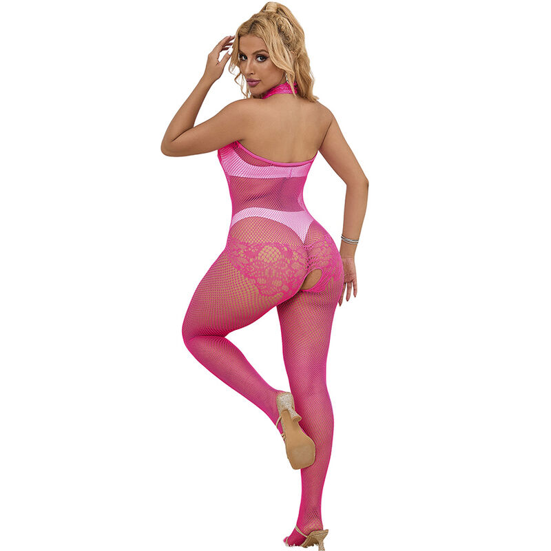 img_185245_ed086315b585745599305d7d8dfb8e8e_1 SUBBLIME - 952389 FISHNET AND LACE CROTCHLESS BODYSTOCKING WITH HIGH NECK PINK ONE SIZE - Image 2