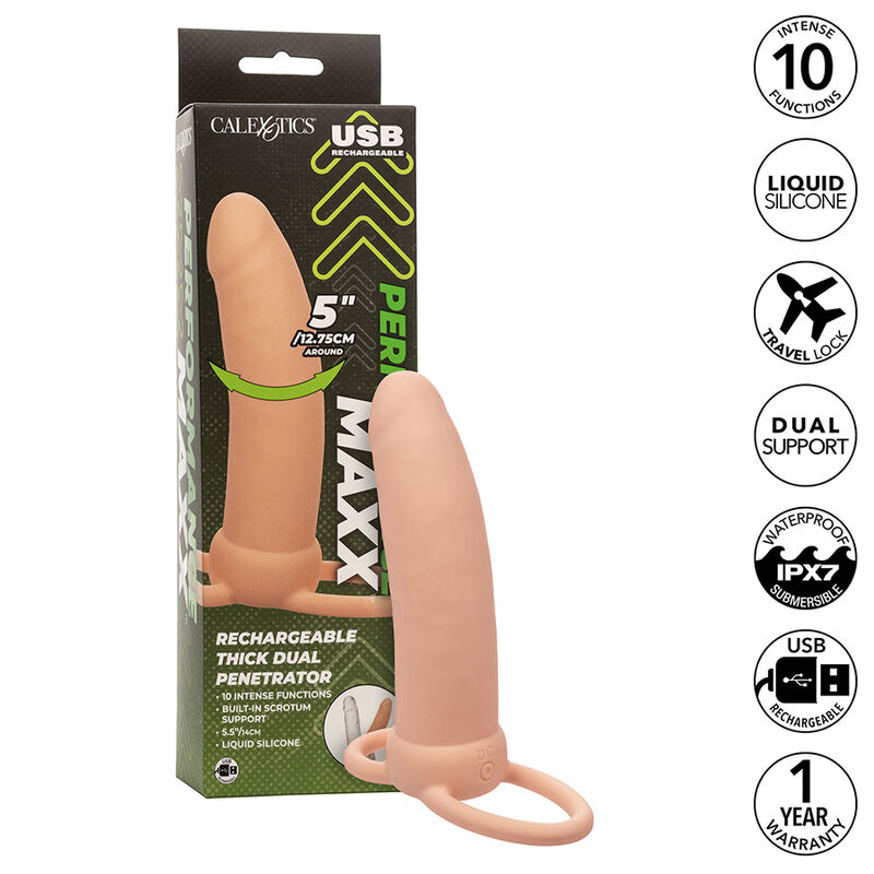 img_186090_c8c28540de5dfe6ba5851248b835e1ee_1 CALEXOTICS - MAXX THICK DUAL PENETRATOR 10 VIBRATIONS FLESH - Image 1