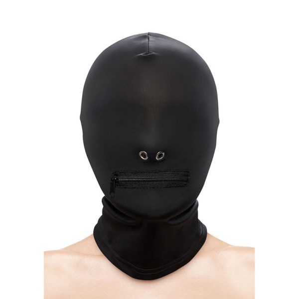 NS NOVELTIES - FETISH & FASHION CLOSED ZIPPERED MOUTH HOOD NYLON BLACK