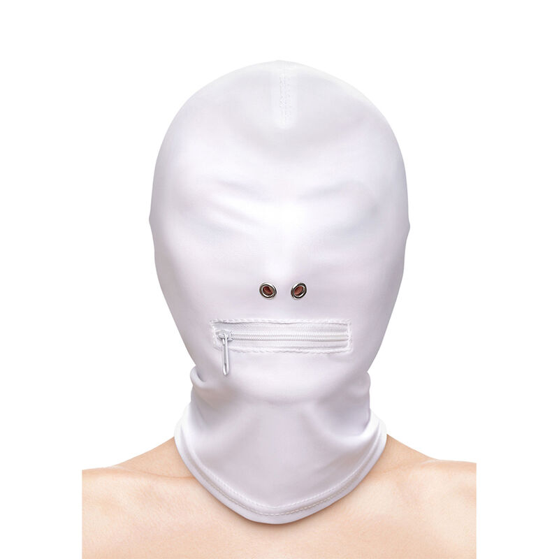 img_186415_7f84b284e24dc32dd595987549a2dd3b_1 NS NOVELTIES - FETISH & FASHION CLOSED ZIPPERED MOUTH HOOD NYLON WHITE - Image 1