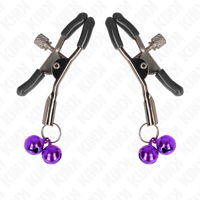 img_186590_32a55a0a40e66ace91b64f30bdd5332a_1 KINK - DOUBLE BELL NIPPLE CLAMP PURPLE 6 CM - Image 2