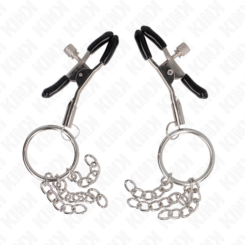 img_186625_efb1f3606eb73545bdb0f5bf74ccc5f2_1 KINK - O RING NIPPLE CLAMP AND LITTLE CHAIN SILVER 6 CM - Image 2