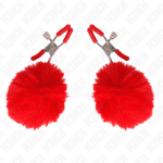 KINK - FAUX FUR BALL NIPPLE CLAMP RED 6 CM - Image 2