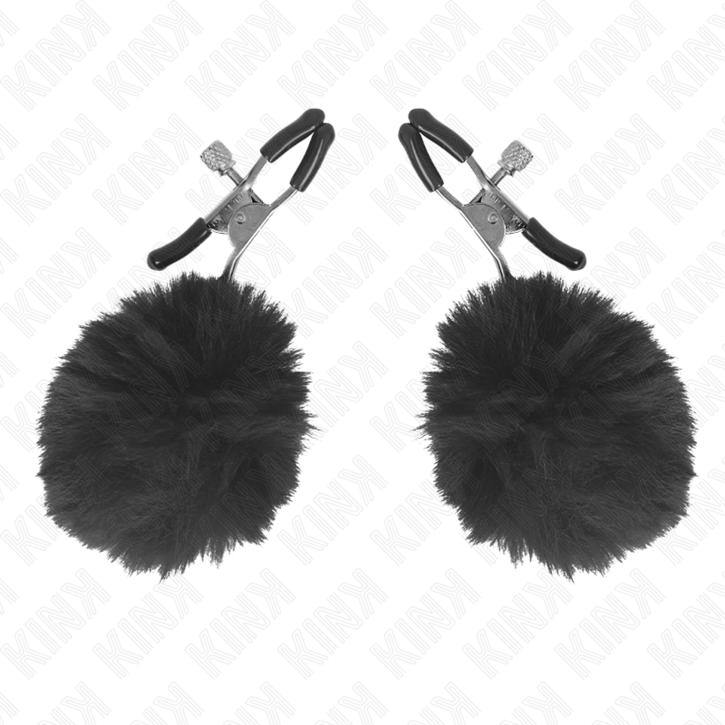 img_186649_37f3926b55913c849dceb56f551adde5_1 KINK - FAUX FUR BALL NIPPLE CLAMP BLACK 6 CM - Image 1