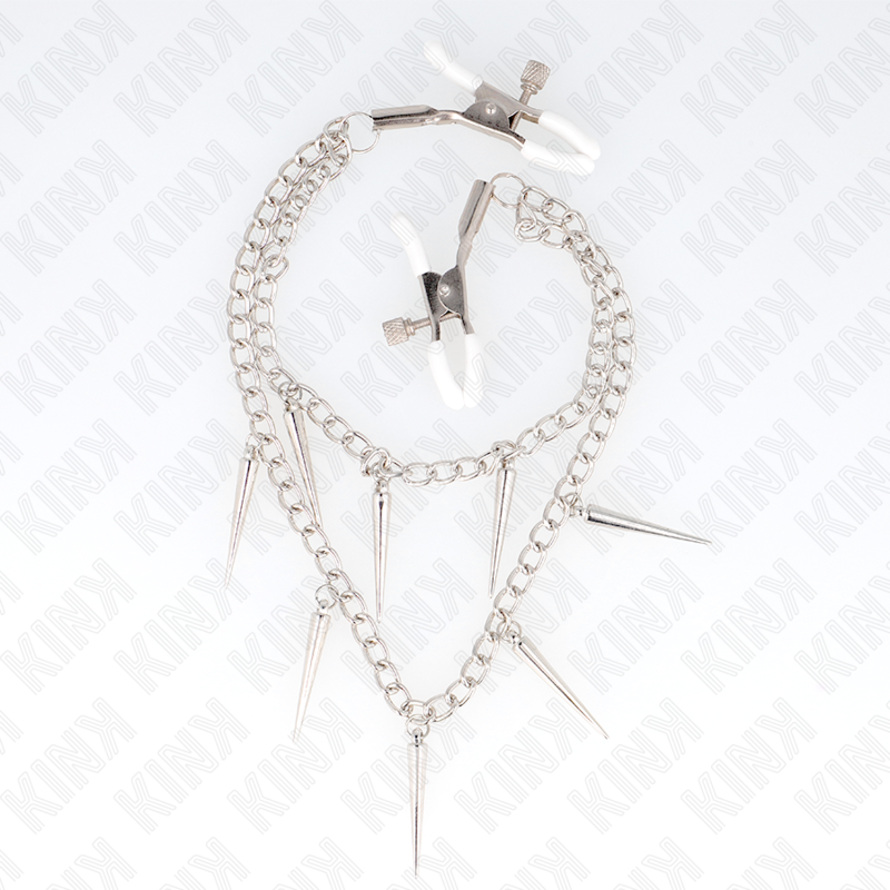 img_186654_7e1ef7765e3abed1b3dae624710a428c_1 KINK - NIPPLE CLAMPS WITH SPIKES CHAINS 30 CM - Image 2