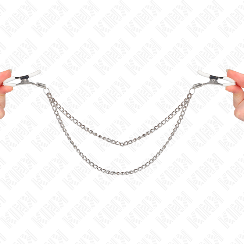 img_186684_b3ab48f7ff33e4140595edbb29fcc167_1 KINK - NIPPLE CLAMPS WITH 2 THIN CHAINS SILVER 20/23 CM - Image 1
