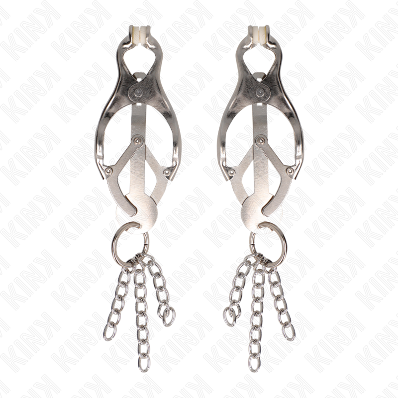img_186721_a021289bb68a631414dda4fb2377b46f_1 KINK - JAPANESE CLOVER NIPPLE CLAMPS WITH LITTLE CHAINS SILVER - Image 2