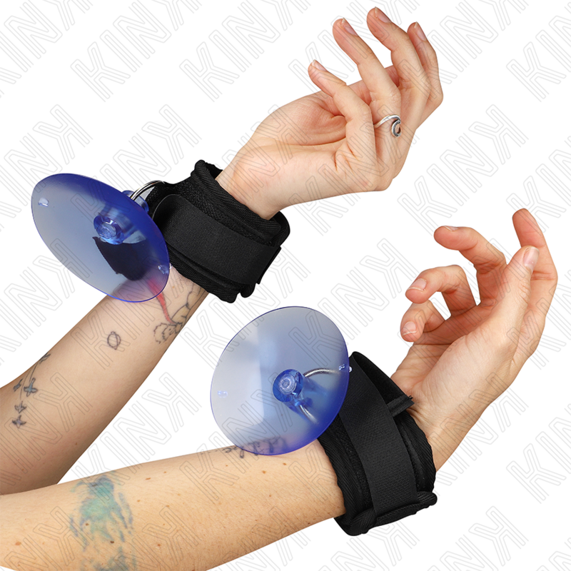 img_187384_3c74f65793822172fa3d8ac2048205d1_1 KINK - SUCTION CUP WRIST RESTRAINTS BLACK 29-40 CM X 5 CM - Image 1