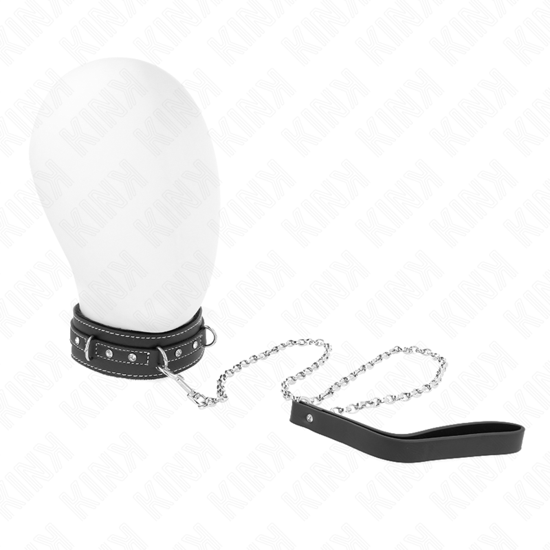 img_187546_b3b8ca3a49f5e5fe365feba7770c71bf_1 KINK - PVC LEATHER NECKLACE WITH BELT 105 CM RHINESTONE RIVET 41.5 X 4 CM - Image 1