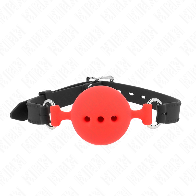 img_187683_3c4acdc9ad1114d7fe70258f477d1ae3_1 KINK - FULL SILICONE GAG 55 x 2 CM WITH 5 CM BALL SIZE L RED ADJUSTABLE 35-51 CM - Image 1