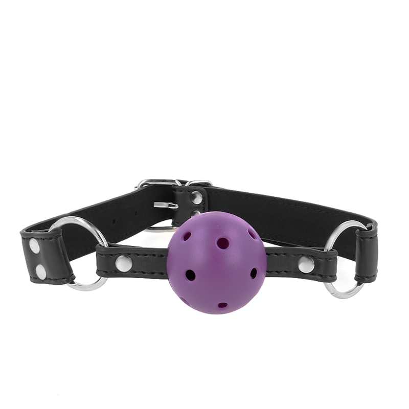 img_187714_16ca3ae8f96280732ab1048b188ac313_1 KINK - BREATHABLE BALL 4 CM GAG WITH DOUBLE RIVET PURPLE 62.5 x 2.5 CM ADJUSTABLE 42-58 CM - Image 1