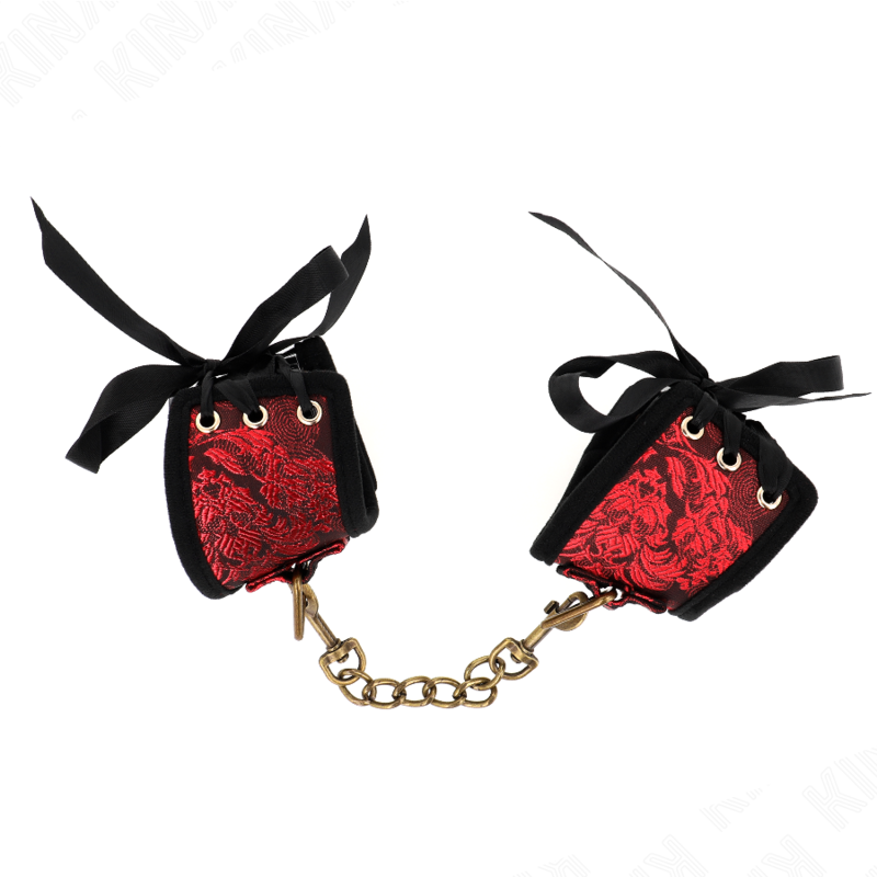 img_187740_0933b317759a1d9e77dd2f28bfc960d6_1 KINK - SCANDAL WRIST RESTRAINTS RED-BLACK LACE DETAILS 24.5 CM X 6.5 CM - Image 2