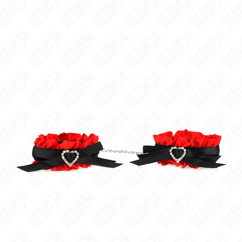 img_187743_c182ade44dda61935876617799aaaf61_1 KINK - LACE ELASTIC WRIST RESTRAINTS RED HEART DETAILS ADJUSTABLE 22-35 CM - Image 1