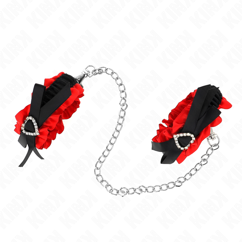img_187745_2a8fdbedf85d2e6b8bb5169669d36039_1 KINK - LACE ELASTIC WRIST RESTRAINTS RED HEART DETAILS ADJUSTABLE 22-35 CM - Image 2