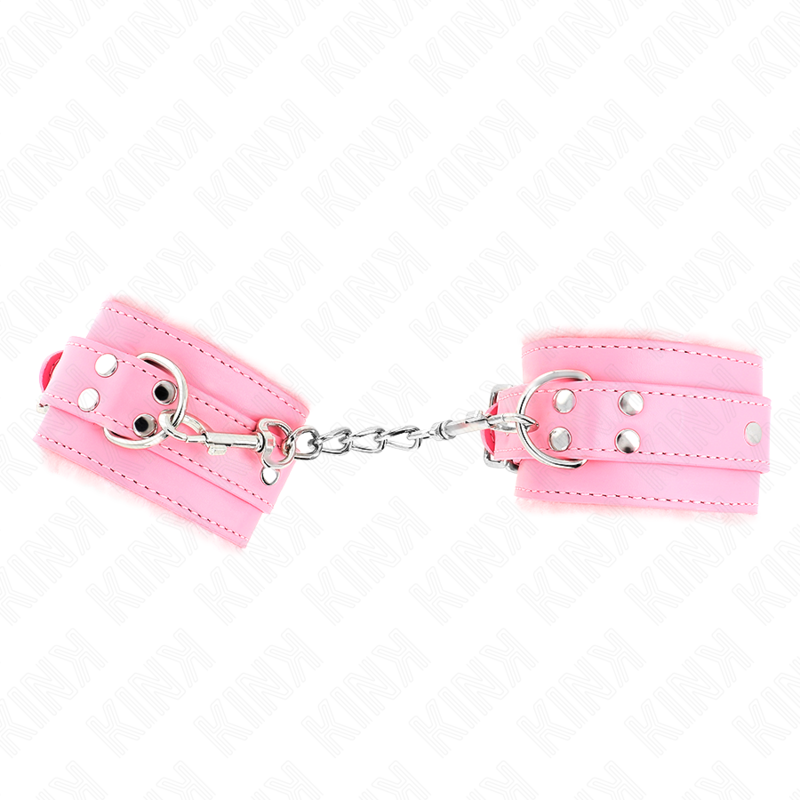 img_187751_bca1a50e8c7dc63e1d7a2228cfcf008a_1 KINK - FUR LINED WRIST RESTRAINTS PINK WITH PINK BELT ADJUSTABLE 17-29 CM X 6 CM - Image 1