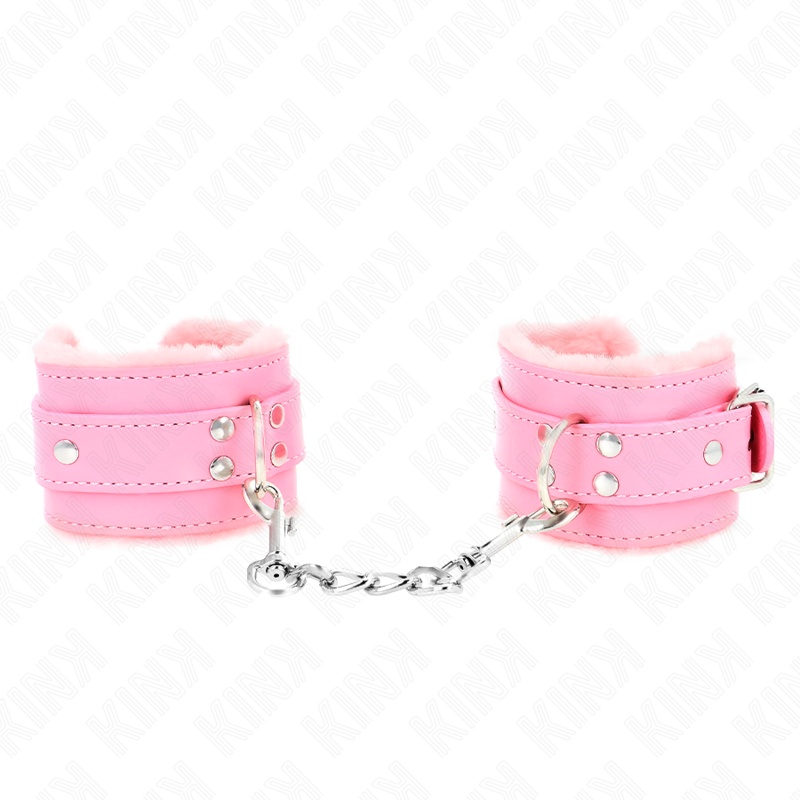 img_187752_478d7d92b1eab1f2f5b23244d64721ce_1 KINK - FUR LINED WRIST RESTRAINTS PINK WITH PINK BELT ADJUSTABLE 17-29 CM X 6 CM - Image 2