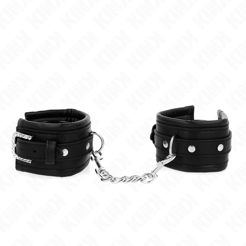 img_187755_3856fd2881a6089822147dc911a2006c_1 KINK - RHINESTONE BUCKLE WRIST RESTRAINTS BLACK ADJUSTABLE 25-32 CM X 5.5 CM - Image 1