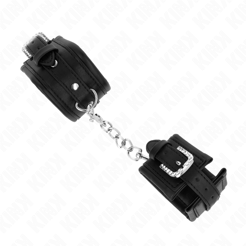 img_187756_d42b0252ec36ddafce773a976f31bec1_1 KINK - RHINESTONE BUCKLE WRIST RESTRAINTS BLACK ADJUSTABLE 25-32 CM X 5.5 CM - Image 2