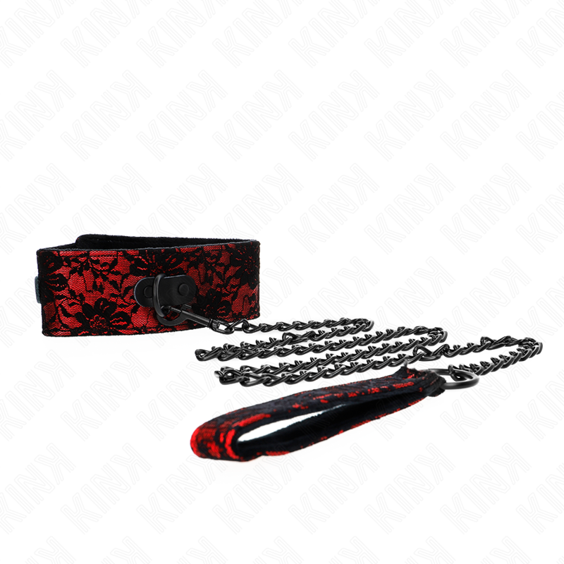 img_188712_0b3eae99b872ba2214eeae8ef779e3af_1 KINK - LACE NECKLACE WITH BELT WITH REAL LEATHER BELT 105 CM / 44 X 5.5 CM - Image 1