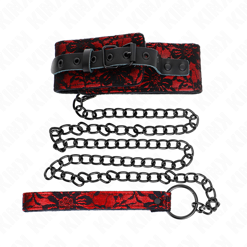 img_188715_655bc94e62e48ab42293703ff91f1ed2_1 KINK - LACE NECKLACE WITH BELT WITH REAL LEATHER BELT 105 CM / 44 X 5.5 CM - Image 2