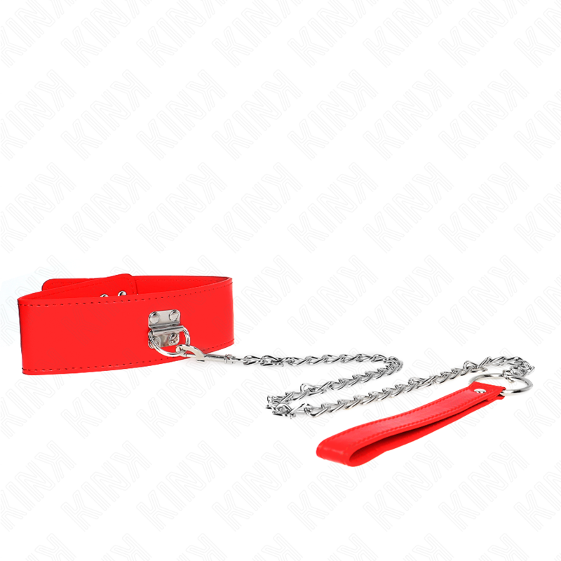 img_188748_3fb6139dad4f2ae37636775f4d1017a4_1 KINK - NECKLACE WITH BELT 65 CM WITH WIDE RED STRAP ADJUSTABLE 33.5-41 CM X 5 CM - Image 1