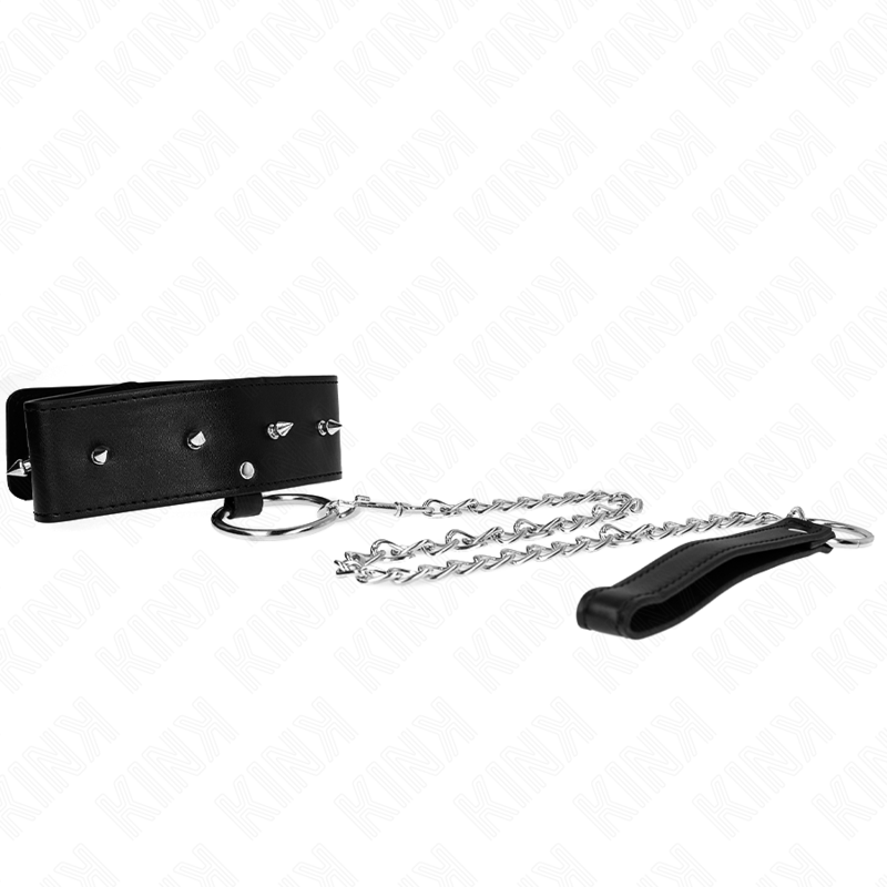 img_188765_69b9a595b214766c575d629cff67d659_1 KINK - NECKLACE 65 CM WITH LEASH WITH SILVER STUDS MODEL 2 ADJUSTABLE 36-43 CM X 5 CM - Image 2
