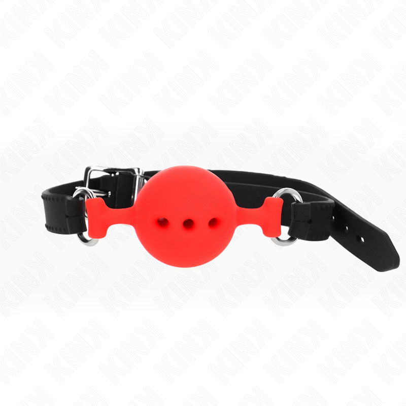 img_188915_4827384a38bf3402298e18c0e71ff8fe_1 KINK - FULL SILICONE GAG 55 x 2 CM WITH 4.5 CM BALL SIZE M RED ADJUSTABLE 35-51 CM - Image 1