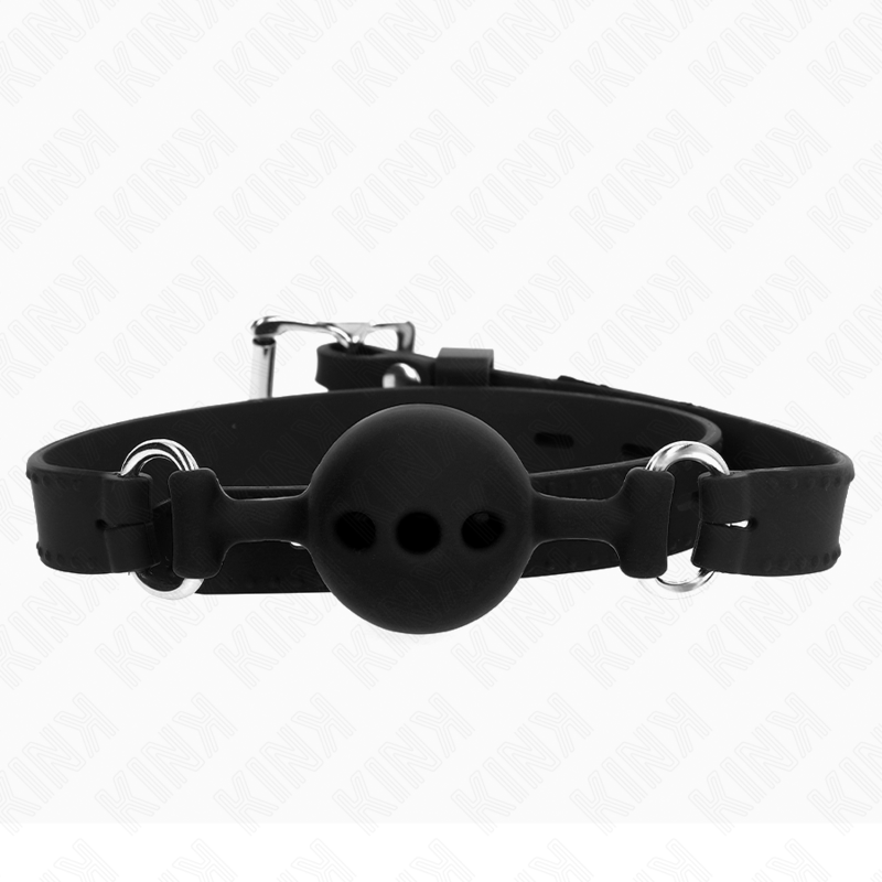 img_188919_0d68cc2a44e041ba751fd18ab44a58f5_1 KINK - FULL SILICONE GAG 55 x 2 CM WITH 4 CM BALL SIZE S BLACK ADJUSTABLE 35-51 CM - Image 1