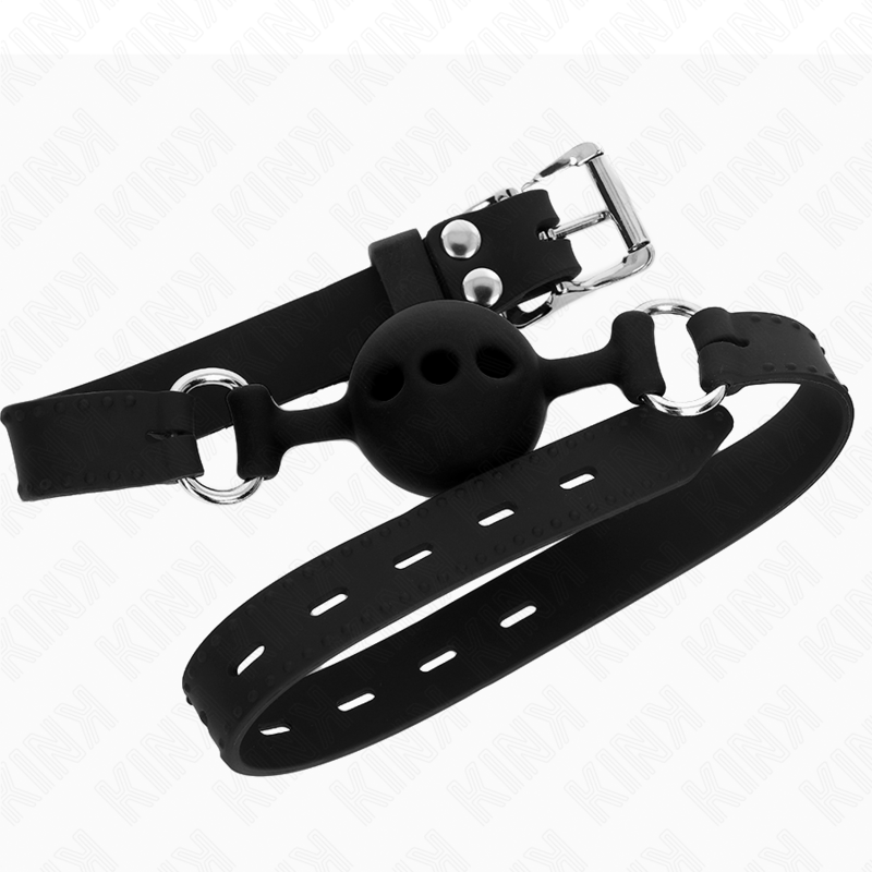 img_188922_eb825ad38c26418fd0612189d21f5e1c_1 KINK - FULL SILICONE GAG 55 x 2 CM WITH 4 CM BALL SIZE S BLACK ADJUSTABLE 35-51 CM - Image 2