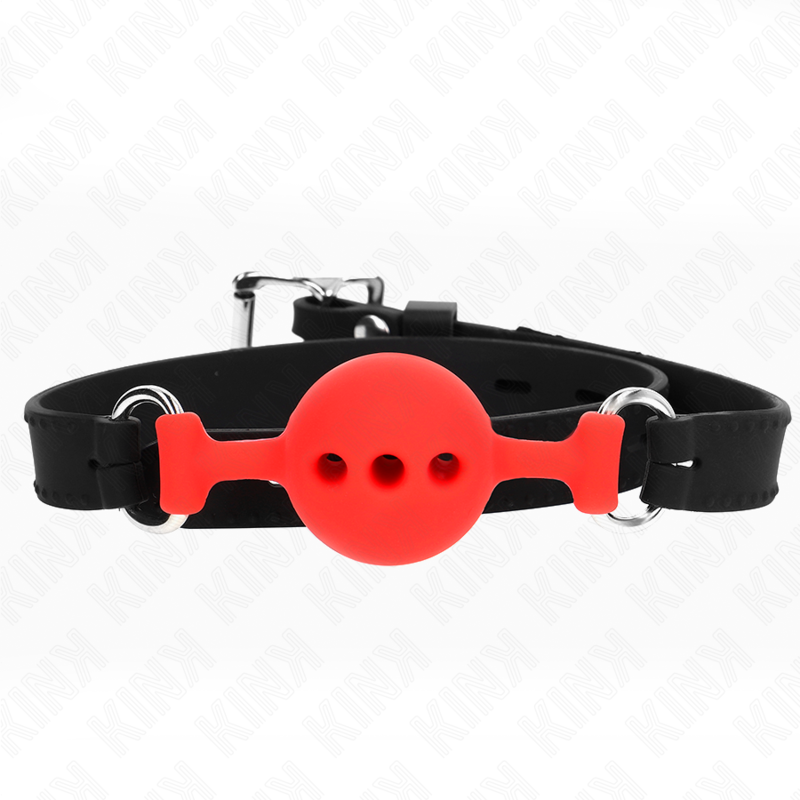 img_188924_9c6f0abad3719743adf009b811048599_1 KINK - FULL SILICONE GAG 55 x 2 CM WITH 4 CM BALL SIZE S RED ADJUSTABLE 35-51 CM - Image 1