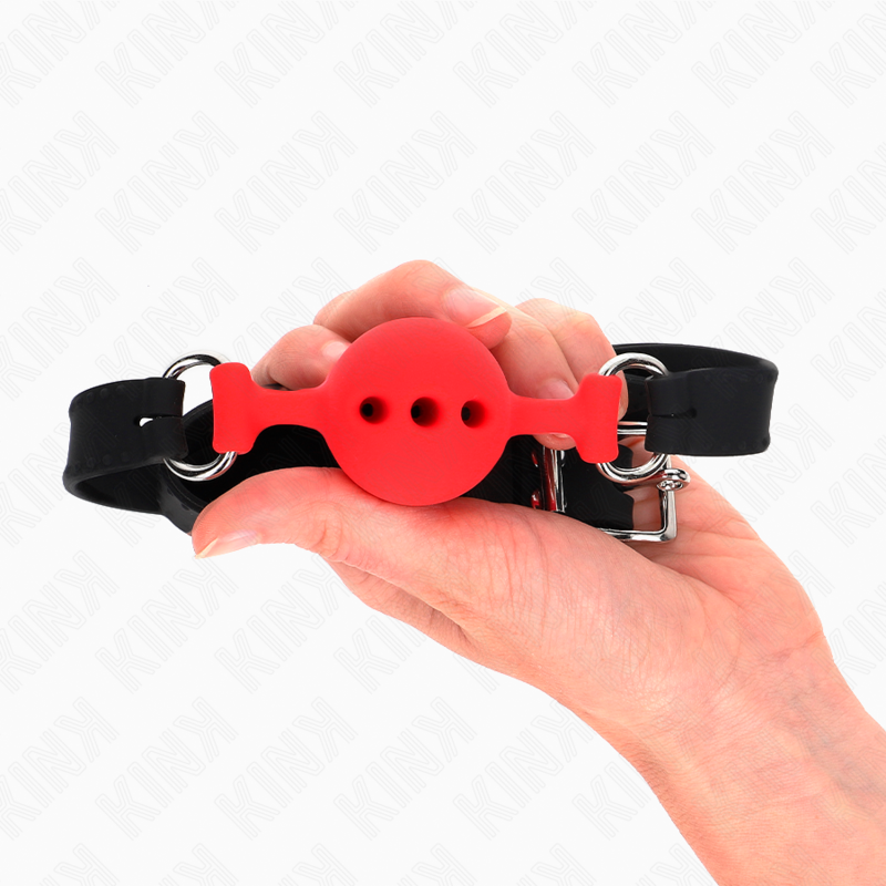 img_188928_c3f688a4b9497e44052b5806dfad686b_1 KINK - FULL SILICONE GAG 55 x 2 CM WITH 4 CM BALL SIZE S RED ADJUSTABLE 35-51 CM - Image 2